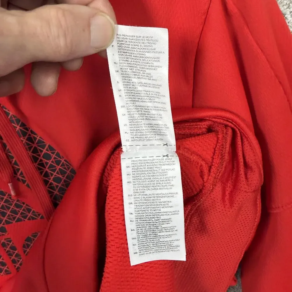 Adidas Hoodie Mens M Red Pullover Big Logo Sweatshirt Gym Sporty Athleisure